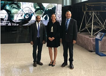 פרופ' דן בלומברג, ד"ר שמרית ממן וד"ר שיריש ראבן קומר, שותף ממטה האו"ם בוינה . צילום: SoYoung Chang.