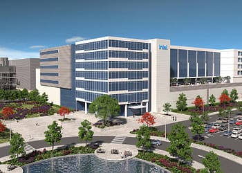 הדמיית המפעל הכפול שאינטל תבנה במגדבורג, גרמניה. צילום יחצ