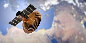 הדמיית לוויין המכ"ם אופק 19 בשלב הפעילות המבצעית. מקור: מפא"ת