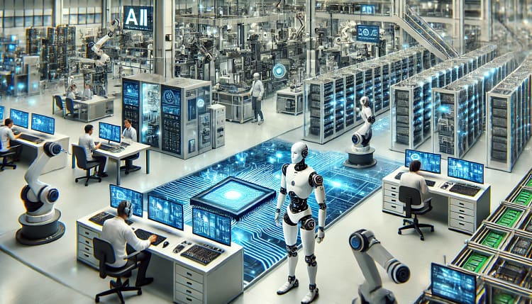 מפעל לייצור שבבי בינה מלאכותית. התמונה הוכנה באמצעות DALEE